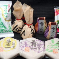 若林屋総本家の生きんつば、志功装三国、栗三盆 、ででれこでん、かぐわし