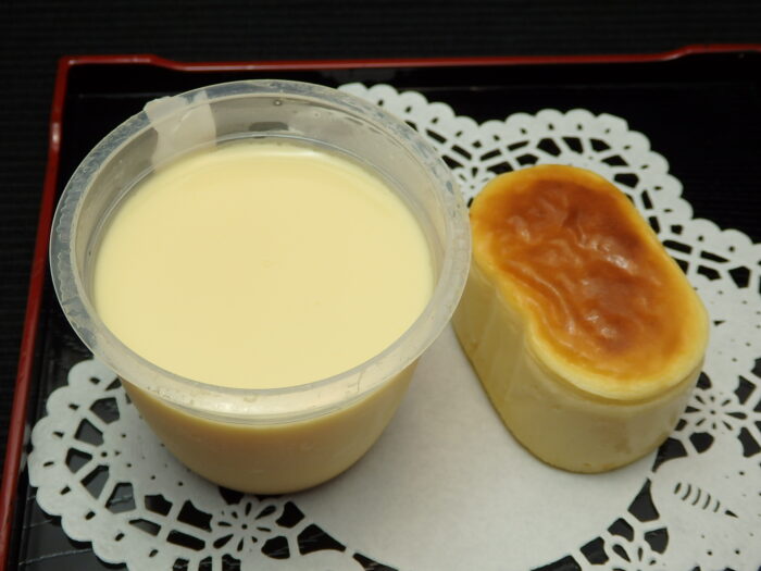 菓子長のくノ一最中、甲賀流忍者最中とチーズケーキ、なめらかプリン
